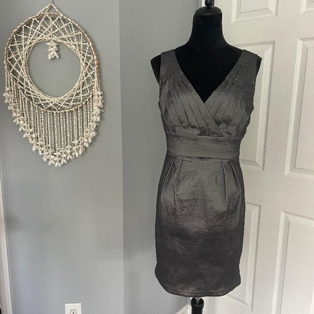 Gray Metallic Party Length Dress